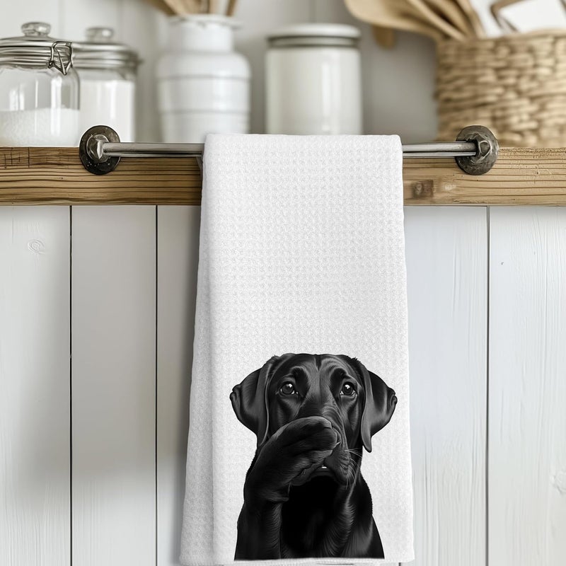 LUKIPOM Funny Black Labrador Retriever Hand Towels for Bathroom Decor, Black Lab Gifts,Dog Mom Gifts, Dog Bathroom Decor, Funny Kitchen Towels, 16x24 Inches - Image 3